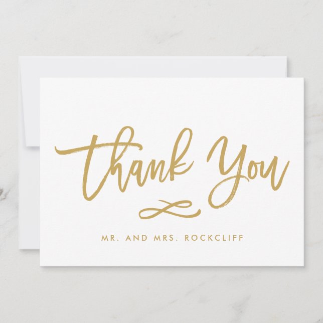 Chic Hand Lettered Gold Thank You Flat (Front)
