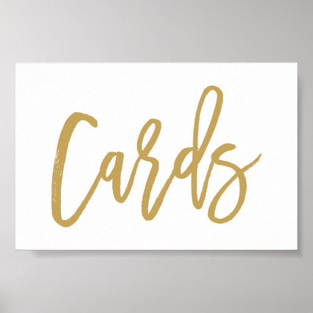 Chic Hand Lettered Gold Wedding Cards Poster (Front)
