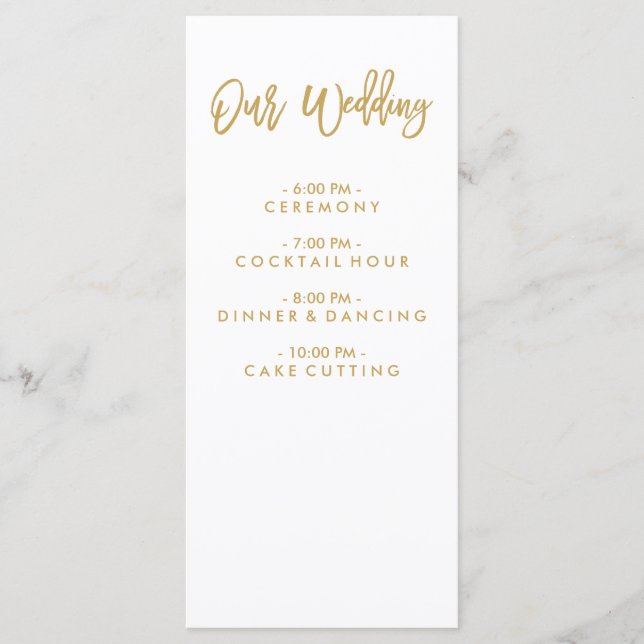 Chic Hand Lettered Gold Wedding program Programme (Front)