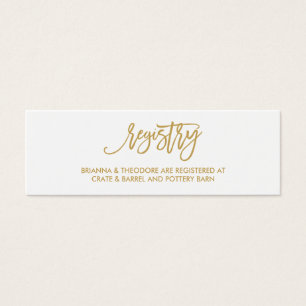 Chic Hand Lettered Gold Wedding Registry Card
