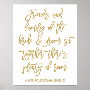 Chic Hand Lettered Gold Wedding Seating Sign