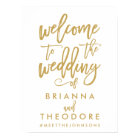 Chic Hand Lettered Gold Wedding Welcome Sign