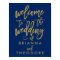 Chic Hand Lettered Gold Wedding Welcome Sign Navy