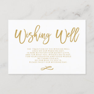 Chic Hand Lettered Gold Wedding Wishing Well Enclosure Card