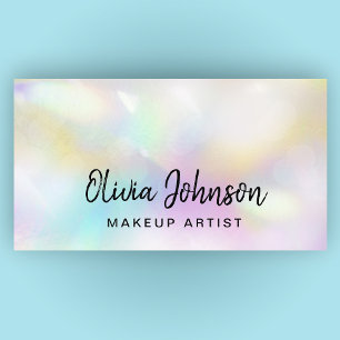 Chic Hand Lettered Holographic Opal Business Card