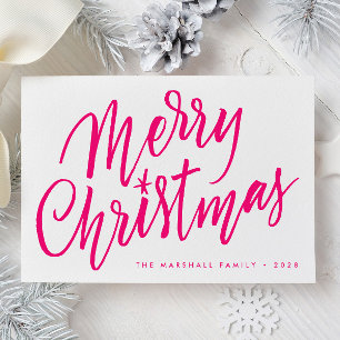 Chic Hand Lettered Merry Christmas Holiday Card