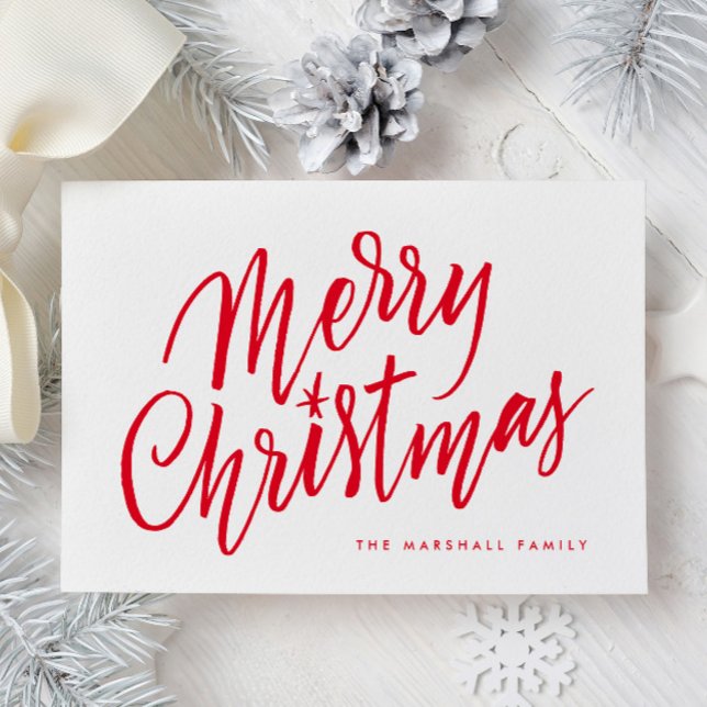 Chic Hand Lettered Merry Christmas Holiday Card (Creator Uploaded)