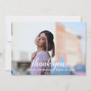 Chic Hand Lettered Script Thank You Graduation Card