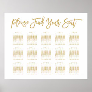 Chic Hand Lettered Seating Chart Gold