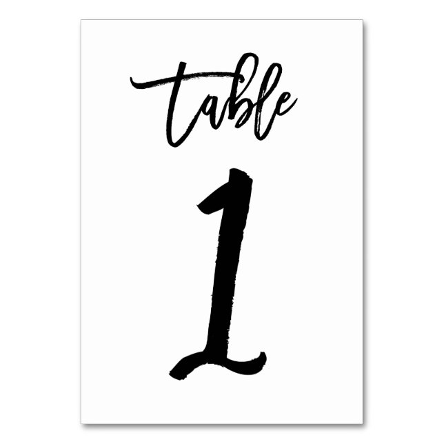 Chic Hand Lettered Table Number Card | Table 1 (Front)