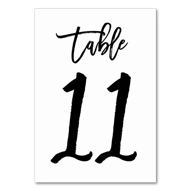 Chic Hand Lettered Table Number Card | Table 11 (Front)