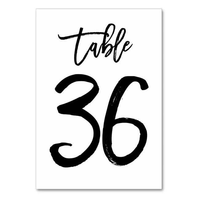 Chic Hand Lettered Table Number Card | Table 36 (Front)