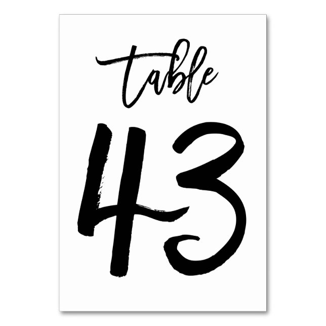 Chic Hand Lettered Table Number Card | Table 43 (Front)