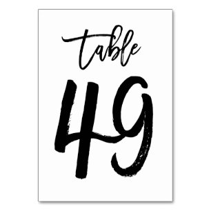 Chic Hand Lettered Table Number Card   Table 49