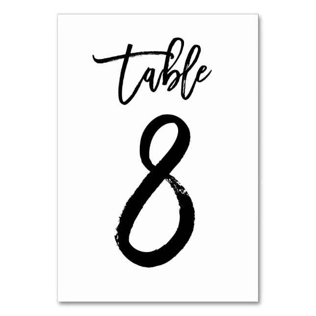 Chic Hand Lettered Table Number Card | Table 8 (Front)