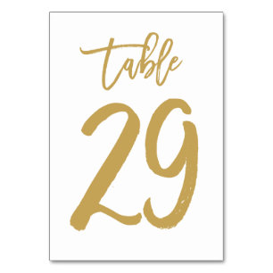 Chic Hand Lettered Table Number Gold   Table 29