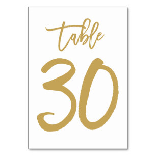 Chic Hand Lettered Table Number Gold   Table 30