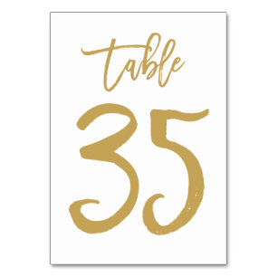Chic Hand Lettered Table Number Gold Table 35