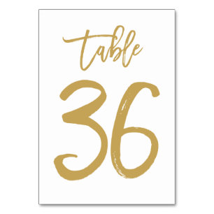 Chic Hand Lettered Table Number Gold Table 36