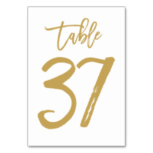 Chic Hand Lettered Table Number Gold   Table 37