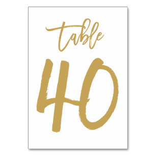 Chic Hand Lettered Table Number Gold   Table 40