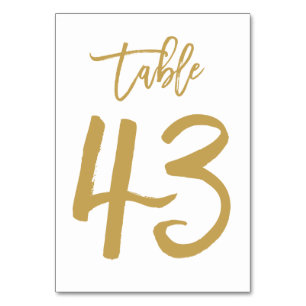 Chic Hand Lettered Table Number Gold Table 43