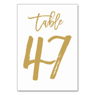 Chic Hand Lettered Table Number Gold   Table 47