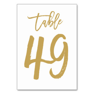 Chic Hand Lettered Table Number Gold Table 49