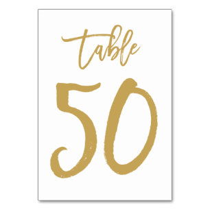 Chic Hand Lettered Table Number Gold   Table 50