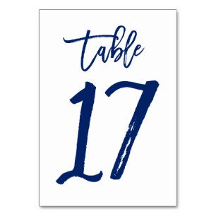 Chic Hand Lettered Table Number Navy Table 17