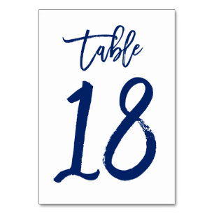 Chic Hand Lettered Table Number Navy   Table 18