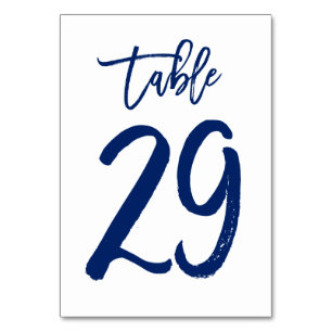 Chic Hand Lettered Table Number Navy Table 29
