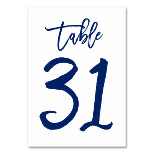 Chic Hand Lettered Table Number Navy Table 31