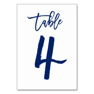 Chic Hand Lettered Table Number Navy Table 4