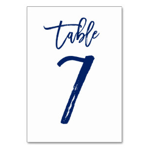 Chic Hand Lettered Table Number Navy Table 7