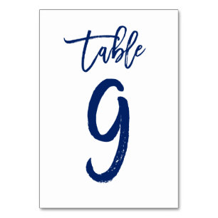 Chic Hand Lettered Table Number Navy Table 9