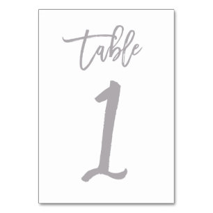 Chic Hand Lettered Table Number Silver   Table 1