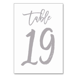 Chic Hand Lettered Table Number Silver   Table 19