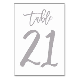 Chic Hand Lettered Table Number Silver   Table 21