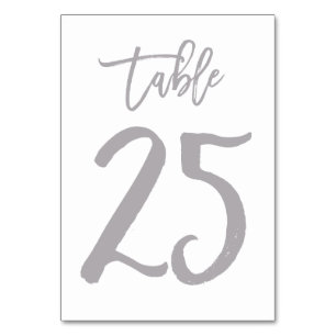 Chic Hand Lettered Table Number Silver   Table 25