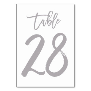 Chic Hand Lettered Table Number Silver Table 28