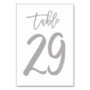 Chic Hand Lettered Table Number Silver   Table 29