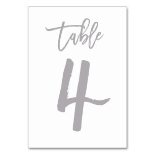 Chic Hand Lettered Table Number Silver   Table 4
