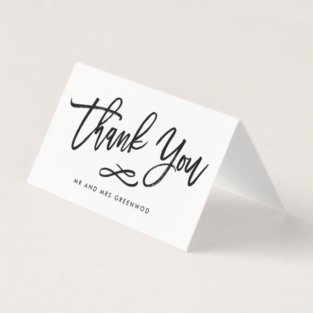 Chic Hand Lettered Thank You Card With Photo (Front)