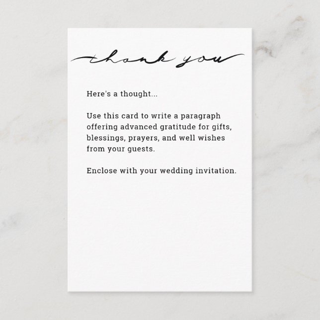 Chic Hand Lettered "Thank You" Enclosure Card (Front)
