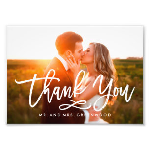 Chic Hand Lettered Thank You Photo Print