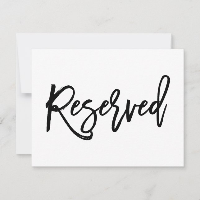 Chic Hand Lettered Wedding 2-Sided Reserved Sign Invitation (Front)