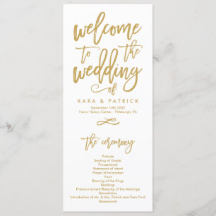 Chic Hand Lettered Wedding Ceremony Program Programme