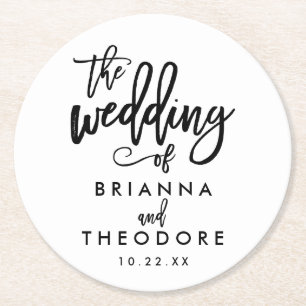 Chic Hand Lettered Wedding Coaster