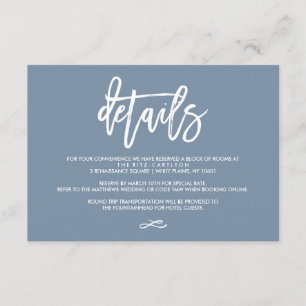 Chic Hand Lettered Wedding Details Dusty Blue Enclosure Card